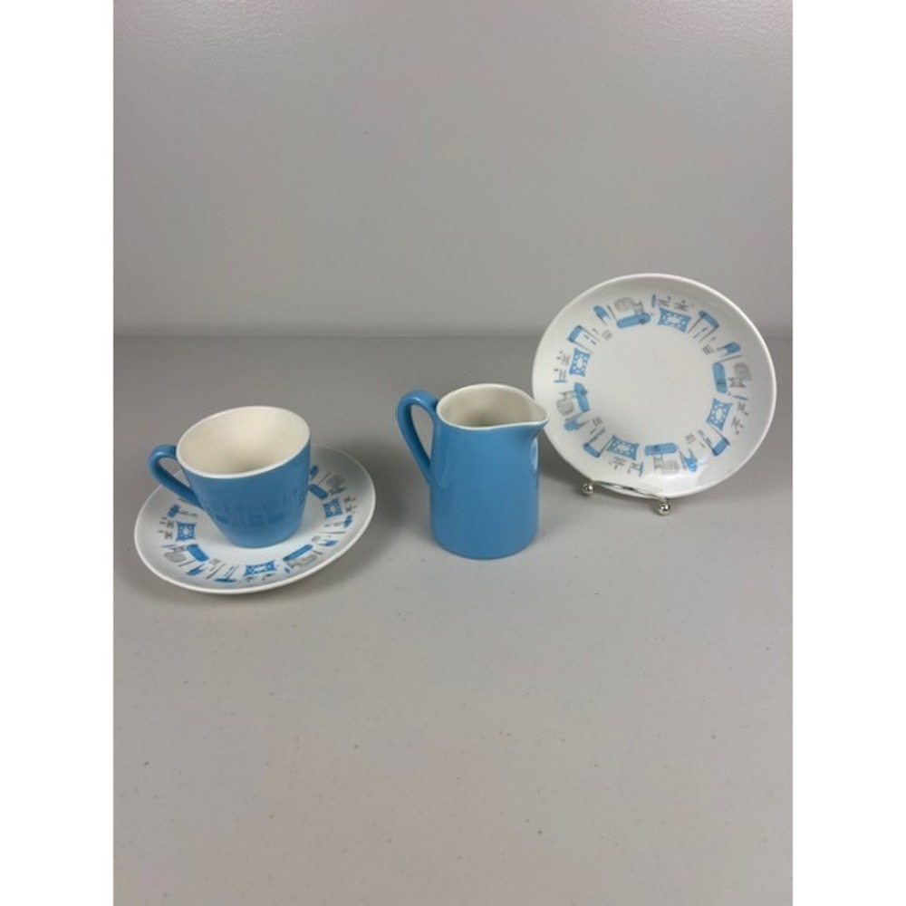 Vintage Mid Century Modern Atomic Kitchen Blue Creamer MCM